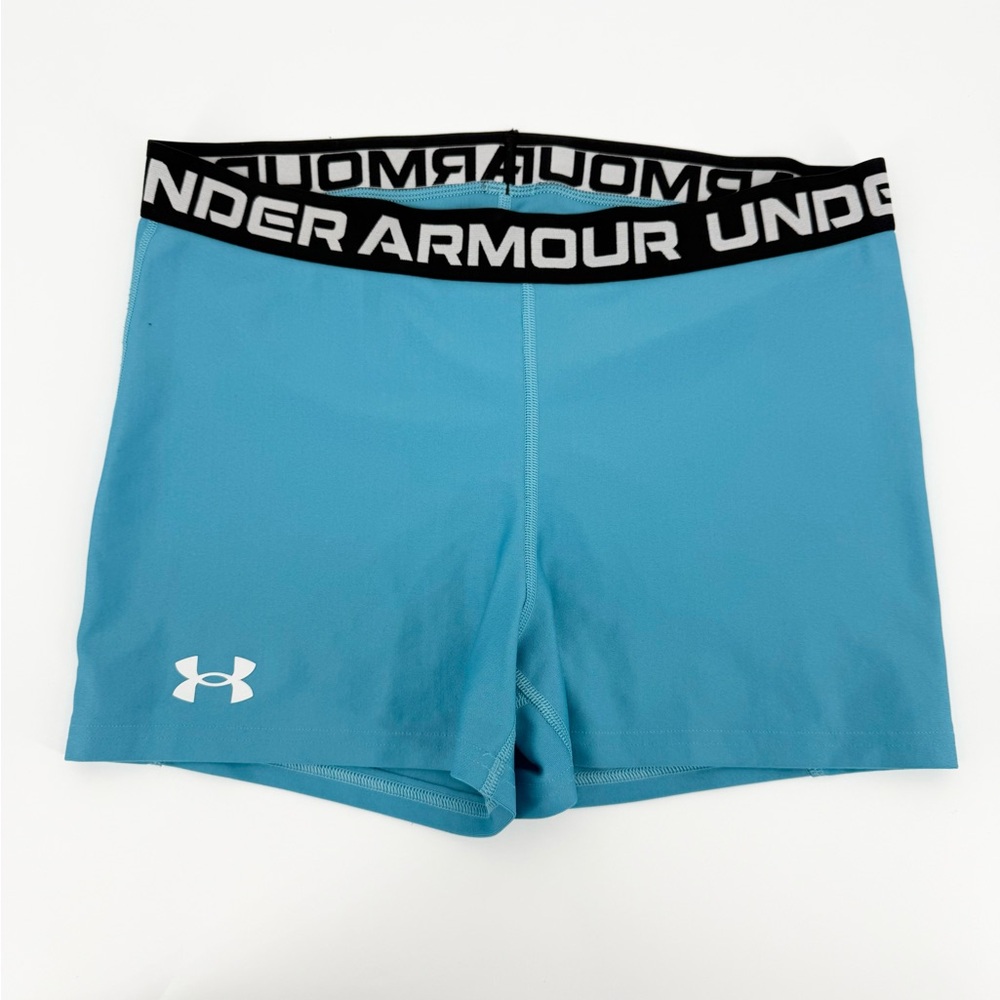 Under Armour Women's Teal HeatGear Compression Shorts - Picture 3 of 3